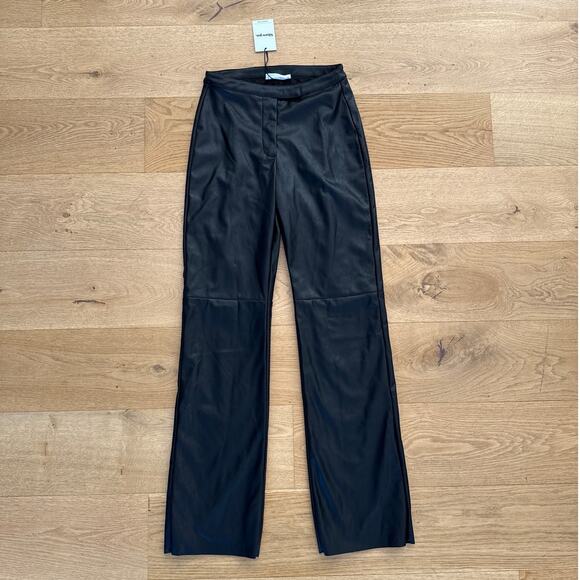 Showpo - Marzia Faux leather Mid Waist Straight Leg Pants in Black